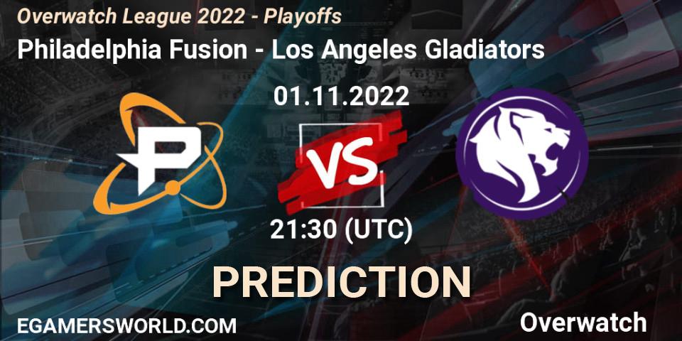 Philadelphia Fusion contre Los Angeles Gladiators : prédiction de match. 01.11.22. Overwatch, Overwatch League 2022 - Playoffs