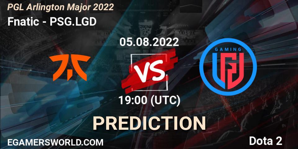 Fnatic contre PSG.LGD : prédiction de match. 05.08.2022 at 20:13. Dota 2, PGL Arlington Major 2022 - Group Stage