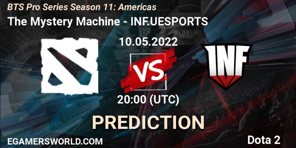 The Mystery Machine contre INF.UESPORTS : prédiction de match. 10.05.2022 at 20:02. Dota 2, BTS Pro Series Season 11: Americas