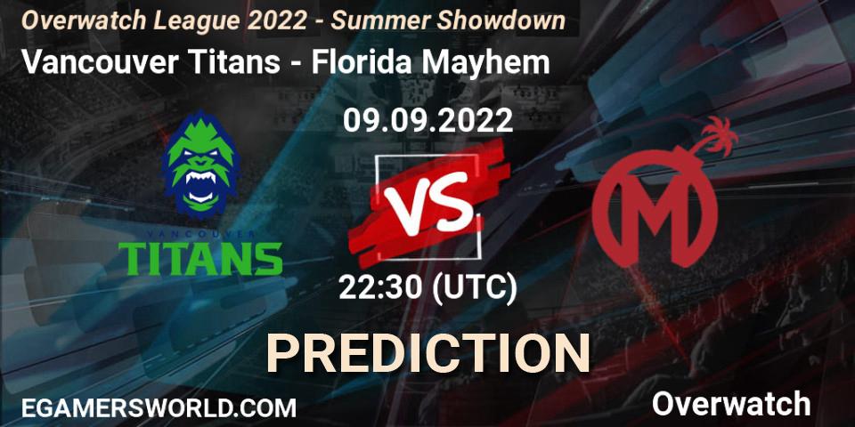 Vancouver Titans contre Florida Mayhem : prédiction de match. 09.09.2022 at 22:45. Overwatch, Overwatch League 2022 - Summer Showdown