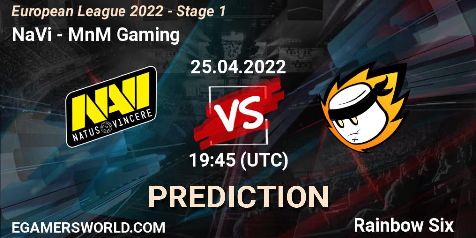 NaVi contre MnM Gaming : prédiction de match. 25.04.2022 at 21:00. Rainbow Six, European League 2022 - Stage 1