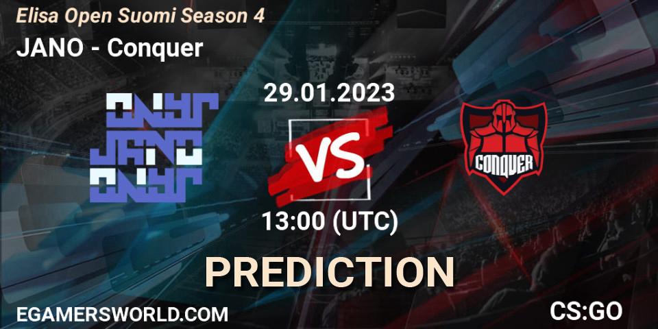 JANO contre Conquer : prédiction de match. 29.01.23. CS2 (CS:GO), Elisa Open Suomi Season 4