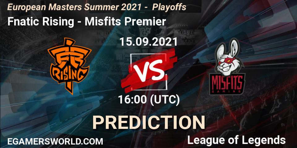 Fnatic Rising contre Misfits Premier : prédiction de match. 15.09.21. LoL, European Masters Summer 2021 - Playoffs