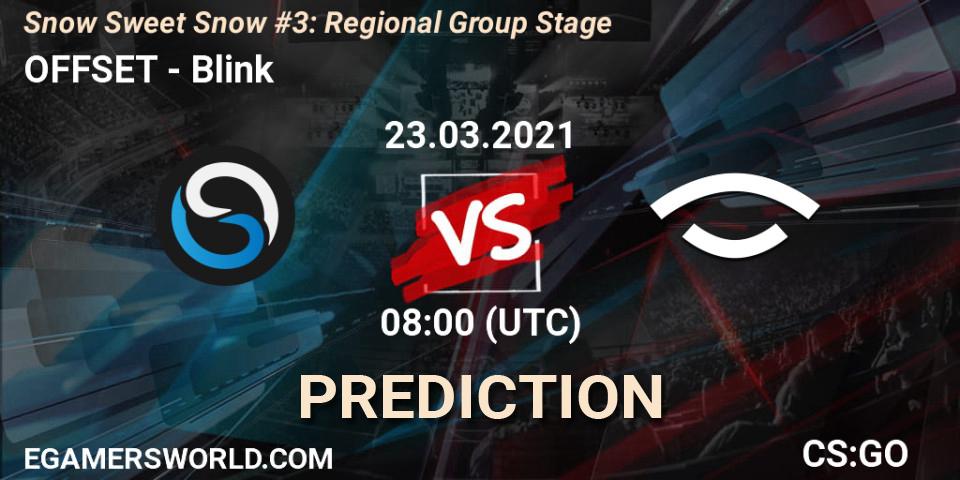 OFFSET contre Blink : prédiction de match. 23.03.2021 at 08:00. Counter-Strike (CS2), Snow Sweet Snow #3: Regional Group Stage