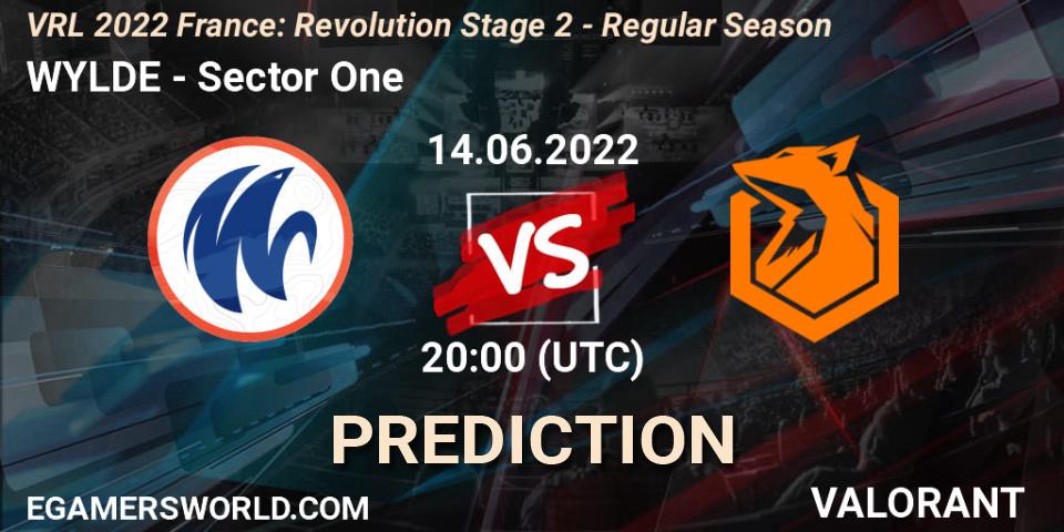 WYLDE contre Sector One : prédiction de match. 14.06.2022 at 20:35. VALORANT, VRL 2022 France: Revolution Stage 2 - Regular Season