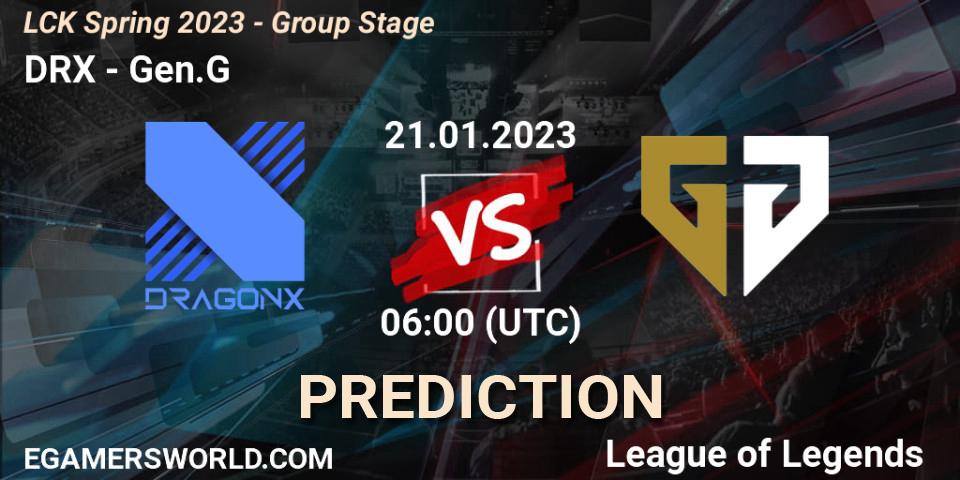 DRX contre Gen.G : prédiction de match. 21.01.2023 at 06:00. LoL, LCK Spring 2023 - Group Stage