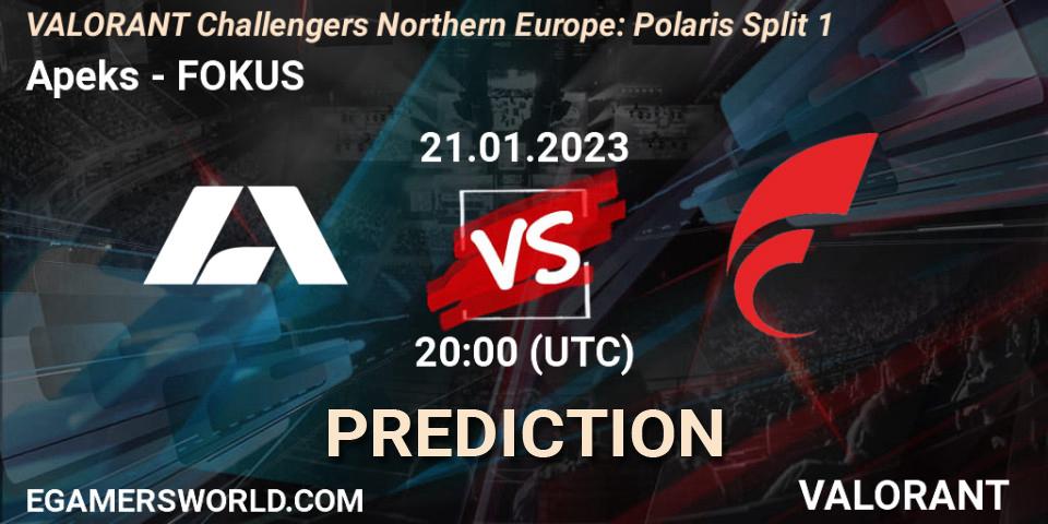 Apeks contre FOKUS : prédiction de match. 21.01.23. VALORANT, VALORANT Challengers 2023 Northern Europe: Polaris Split 1