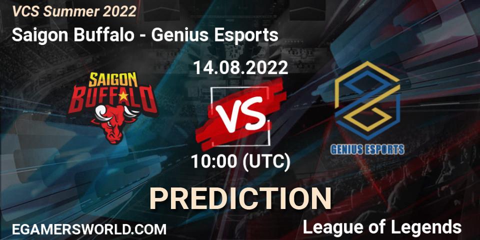Saigon Buffalo contre Genius Esports : prédiction de match. 14.08.2022 at 10:00. LoL, VCS Summer 2022