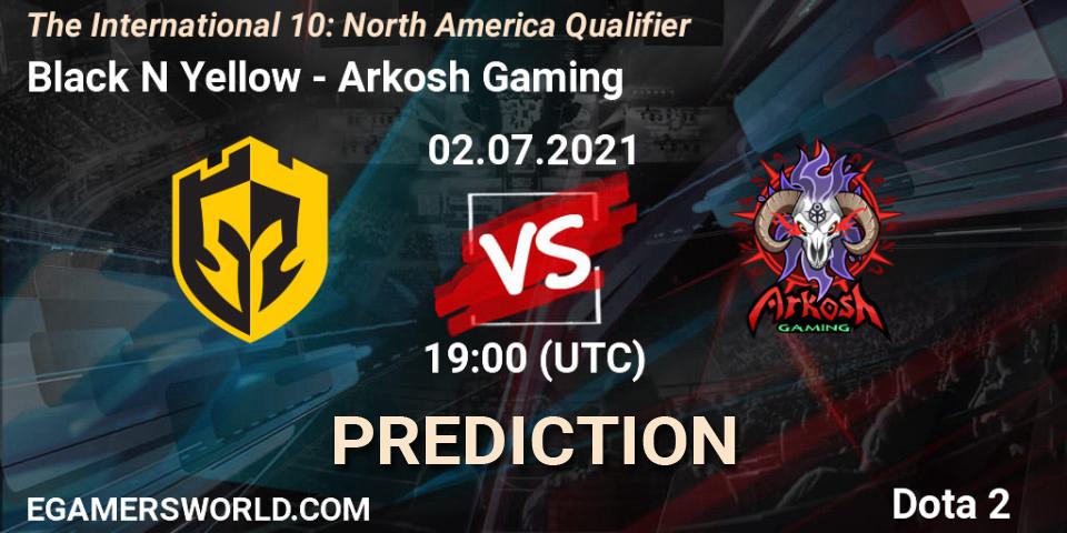 Black N Yellow contre Arkosh Gaming : prédiction de match. 02.07.2021 at 20:00. Dota 2, The International 10: North America Qualifier