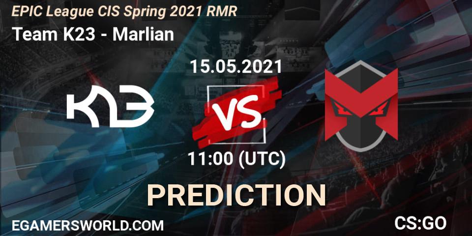 Team K23 contre Marlian : prédiction de match. 15.05.2021 at 11:00. Counter-Strike (CS2), EPIC League CIS Spring 2021 RMR