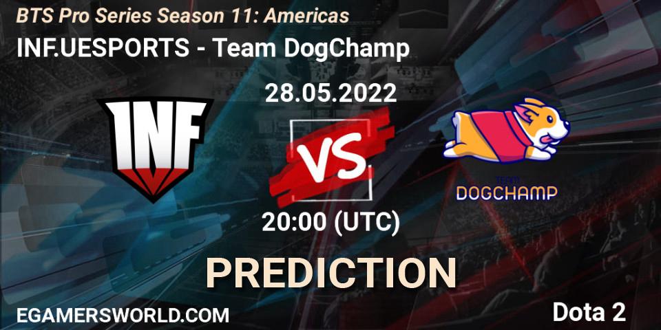 INF.UESPORTS contre Team DogChamp : prédiction de match. 28.05.2022 at 22:41. Dota 2, BTS Pro Series Season 11: Americas