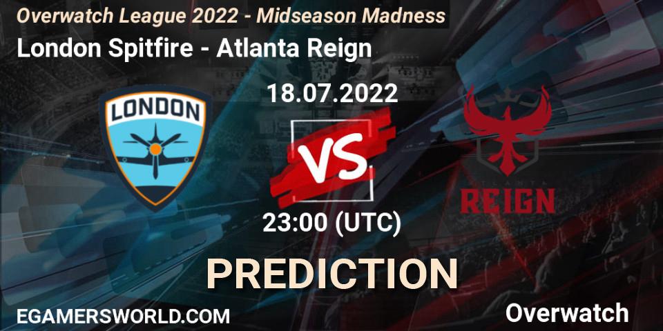 London Spitfire contre Atlanta Reign : prédiction de match. 18.07.2022 at 23:00. Overwatch, Overwatch League 2022 - Midseason Madness