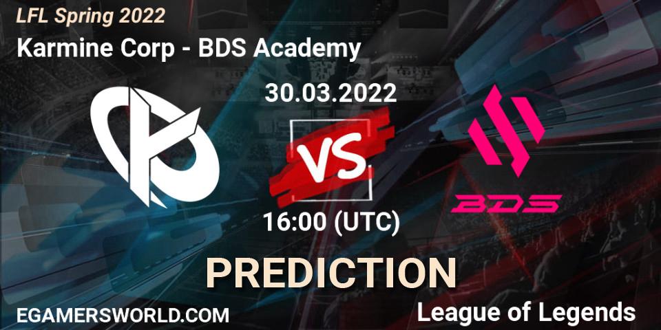 Karmine Corp contre BDS Academy : prédiction de match. 30.03.2022 at 16:00. LoL, LFL Spring 2022