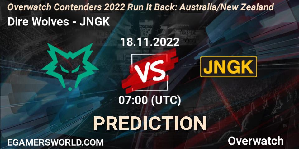Dire Wolves contre JNGK : prédiction de match. 18.11.2022 at 07:00. Overwatch, Overwatch Contenders 2022 - Australia/New Zealand - November