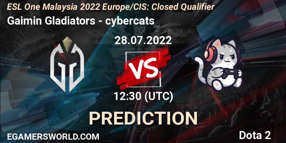 Gaimin Gladiators contre cybercats : prédiction de match. 28.07.2022 at 12:30. Dota 2, ESL One Malaysia 2022 Europe/CIS: Closed Qualifier