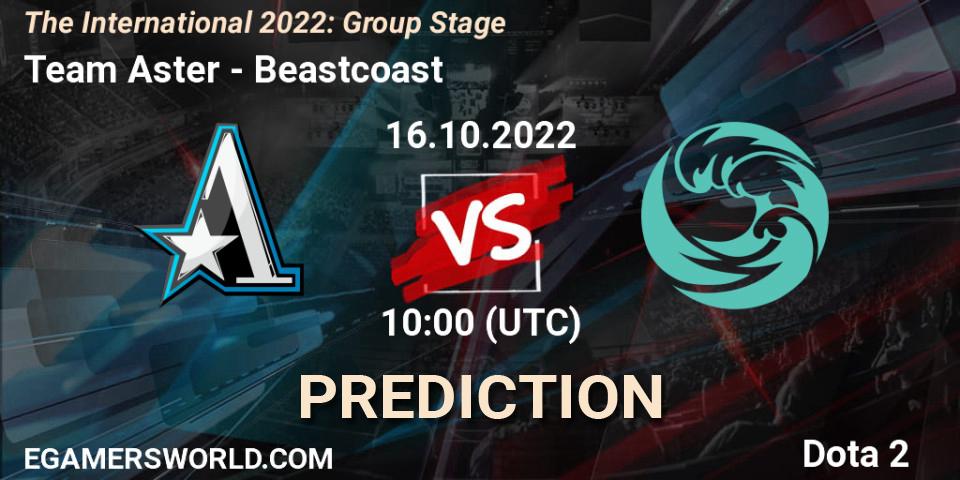 Team Aster contre Beastcoast : prédiction de match. 16.10.2022 at 11:56. Dota 2, The International 2022: Group Stage