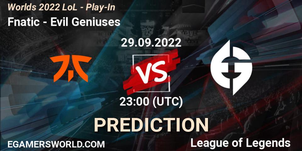 Fnatic contre Evil Geniuses : prédiction de match. 29.09.22. LoL, Worlds 2022 LoL - Play-In