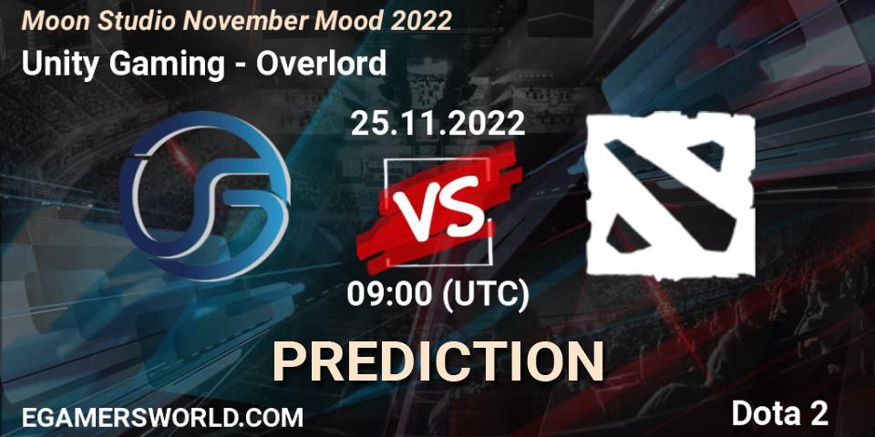 Unity Gaming contre Overlord : prédiction de match. 25.11.2022 at 11:30. Dota 2, Moon Studio November Mood 2022