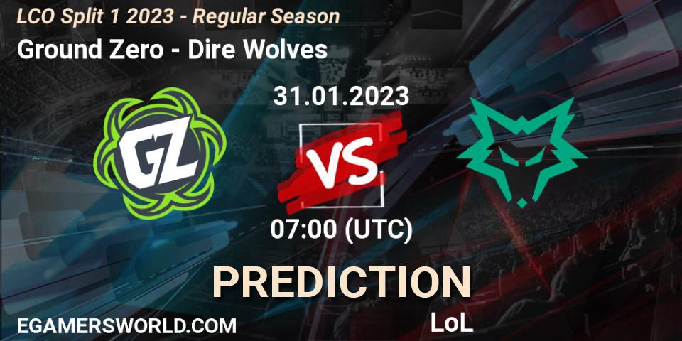 Ground Zero contre Dire Wolves : prédiction de match. 31.01.23. LoL, LCO Split 1 2023 - Regular Season