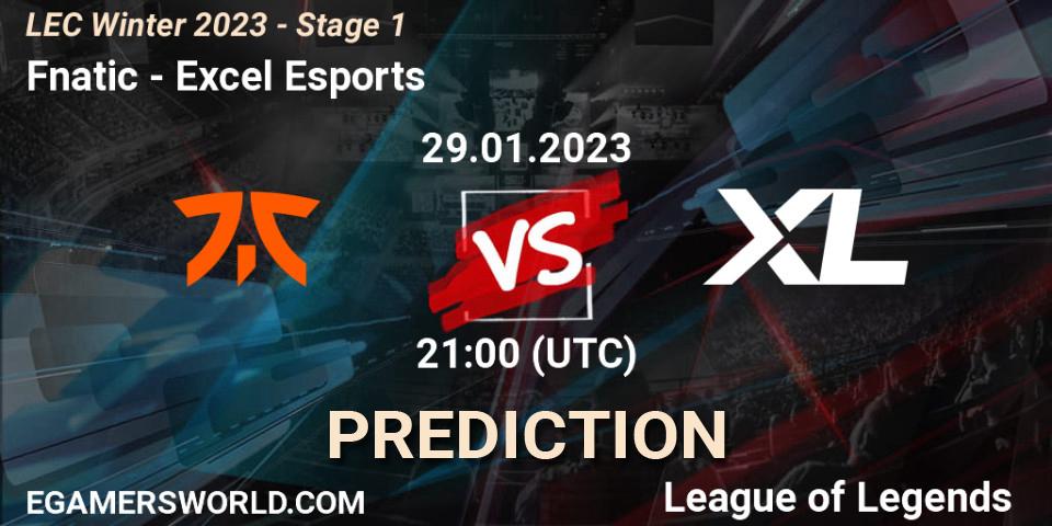Fnatic contre Excel Esports : prédiction de match. 29.01.23. LoL, LEC Winter 2023 - Stage 1