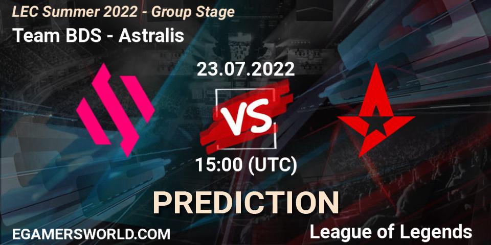 Team BDS contre Astralis : prédiction de match. 23.07.2022 at 15:00. LoL, LEC Summer 2022 - Group Stage