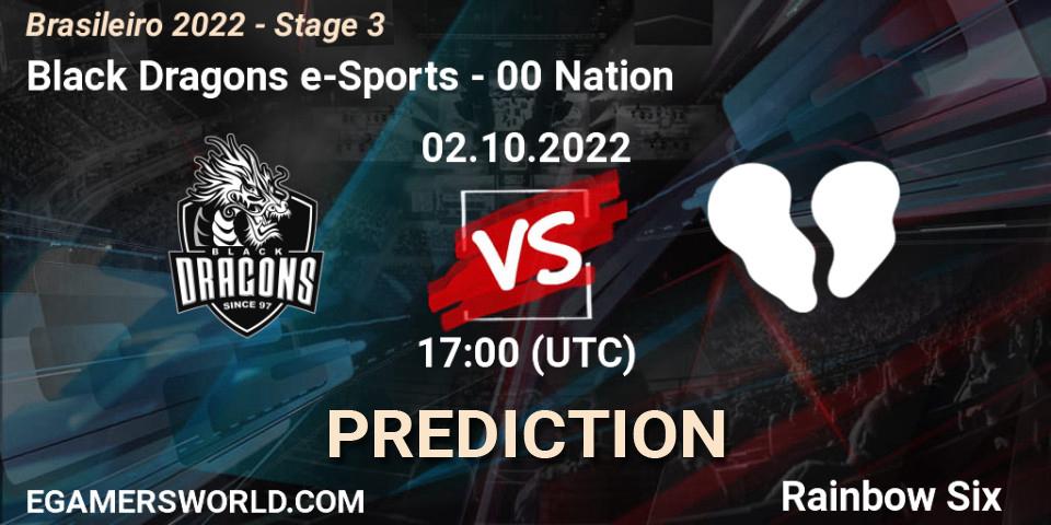 Black Dragons e-Sports contre 00 Nation : prédiction de match. 02.10.2022 at 17:00. Rainbow Six, Brasileirão 2022 - Stage 3