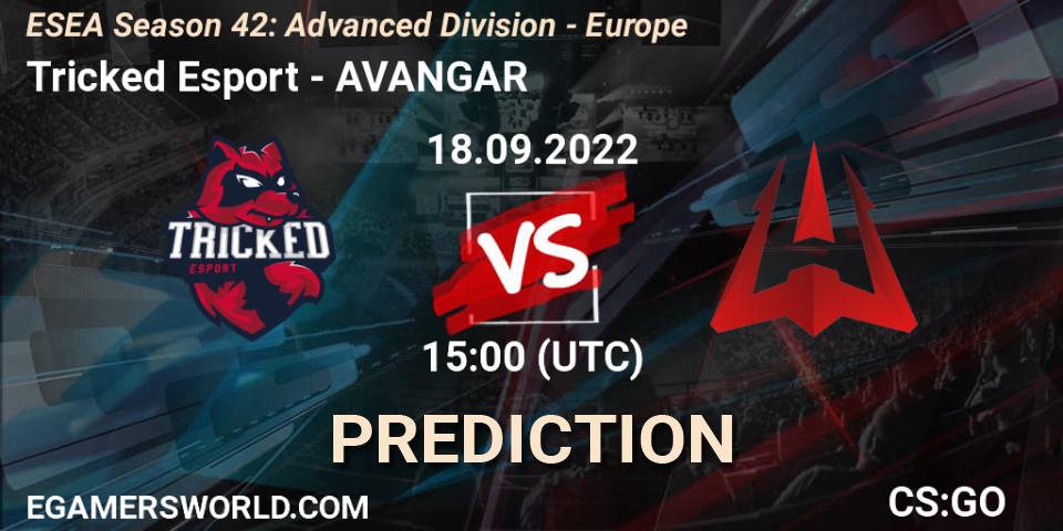 Tricked Esport contre AVANGAR : prédiction de match. 18.09.2022 at 15:00. Counter-Strike (CS2), ESEA Season 42: Advanced Division - Europe
