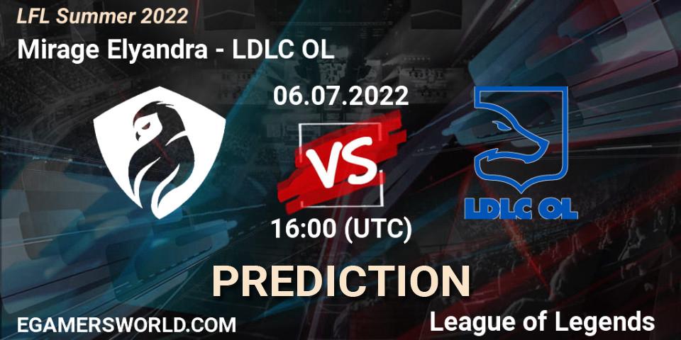Mirage Elyandra contre LDLC OL : prédiction de match. 06.07.2022 at 17:00. LoL, LFL Summer 2022