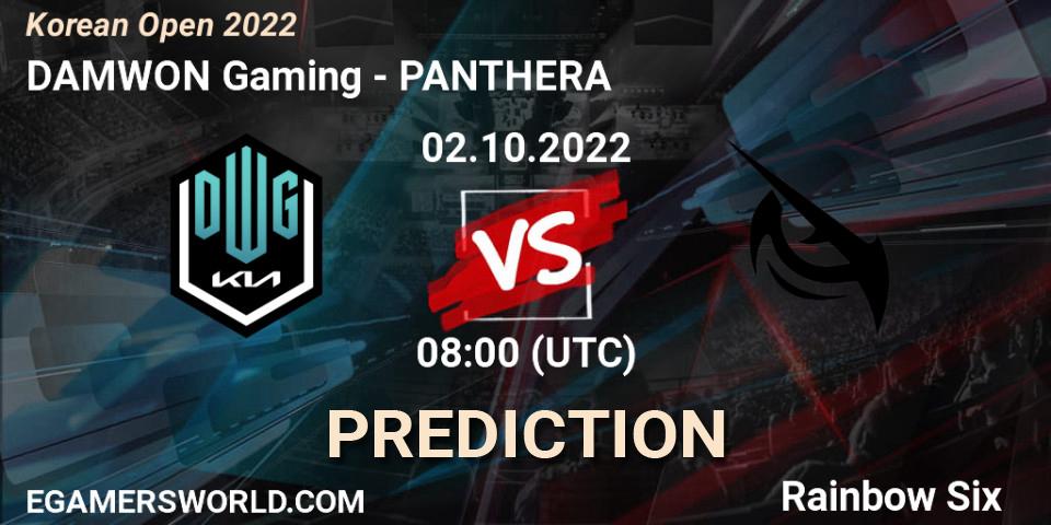 DAMWON Gaming contre PANTHERA : prédiction de match. 02.10.2022 at 08:00. Rainbow Six, Korean Open 2022