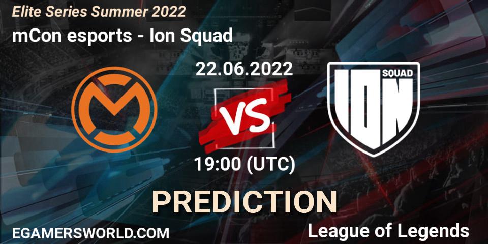 mCon esports contre Ion Squad : prédiction de match. 22.06.2022 at 19:00. LoL, Elite Series Summer 2022