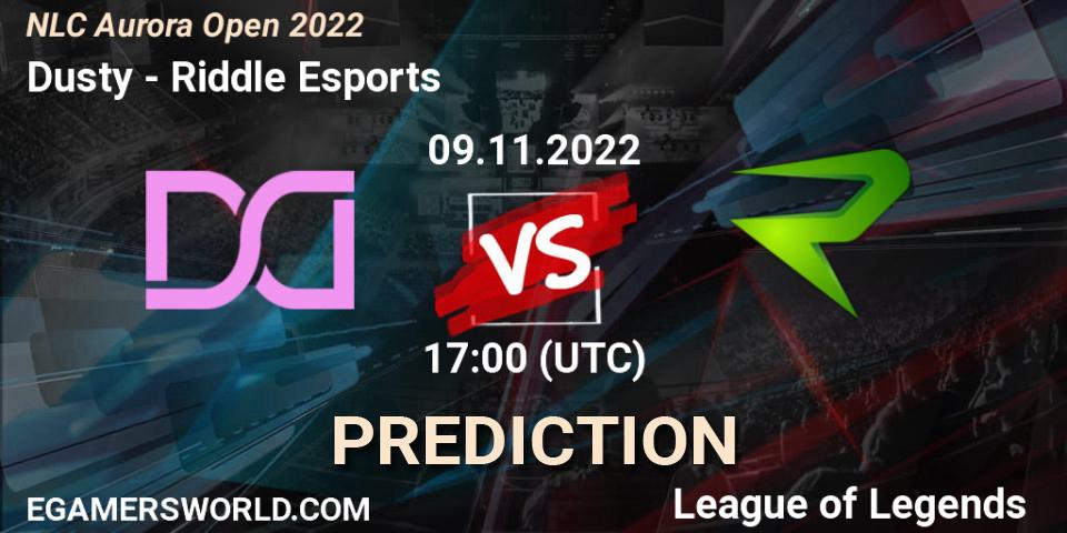 Dusty contre Riddle Esports : prédiction de match. 09.11.2022 at 17:00. LoL, NLC Aurora Open 2022