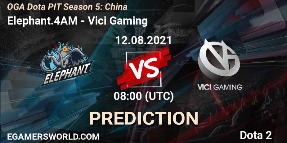 Elephant.4AM contre Vici Gaming : prédiction de match. 12.08.2021 at 08:03. Dota 2, OGA Dota PIT Season 5: China