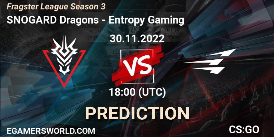 SNOGARD Dragons contre Entropy Gaming : prédiction de match. 30.11.22. CS2 (CS:GO), Fragster League Season 3