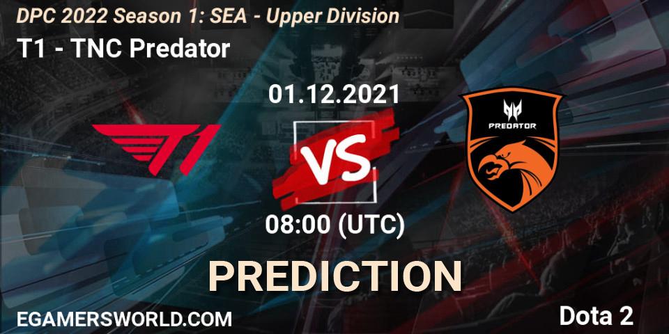 T1 contre TNC Predator : prédiction de match. 01.12.2021 at 08:05. Dota 2, DPC 2022 Season 1: SEA - Upper Division