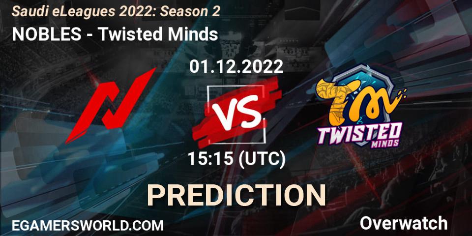 NOBLES contre Twisted Minds : prédiction de match. 01.12.22. Overwatch, Saudi eLeagues 2022: Season 2