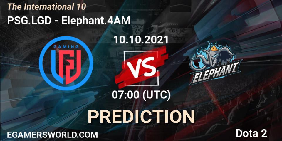 PSG.LGD contre Elephant.4AM : prédiction de match. 10.10.2021 at 07:00. Dota 2, The Internationa 2021