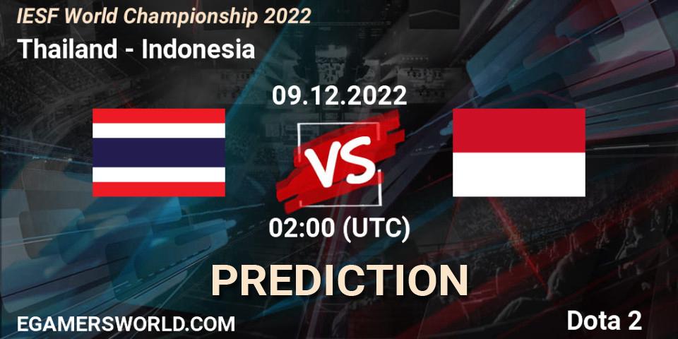 Thailand contre Indonesia : prédiction de match. 09.12.22. Dota 2, IESF World Championship 2022 