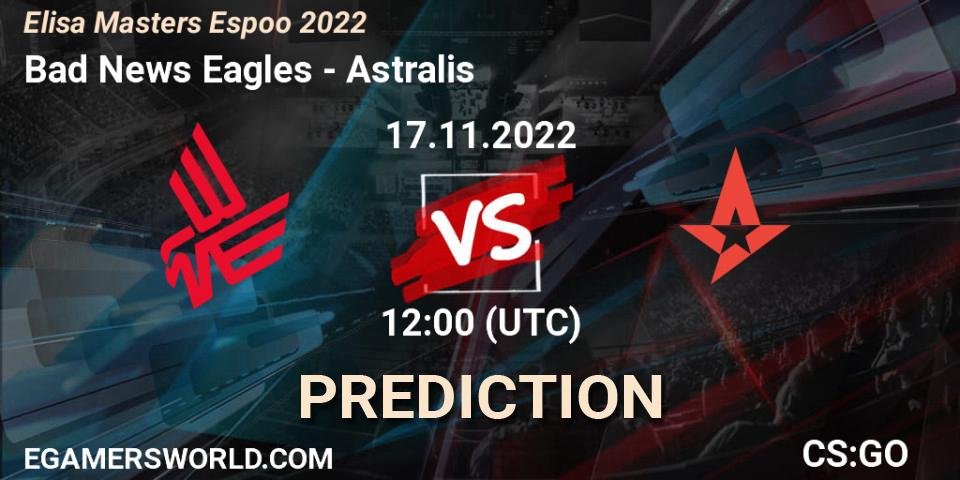 Bad News Eagles contre Astralis : prédiction de match. 17.11.22. CS2 (CS:GO), Elisa Masters Espoo 2022