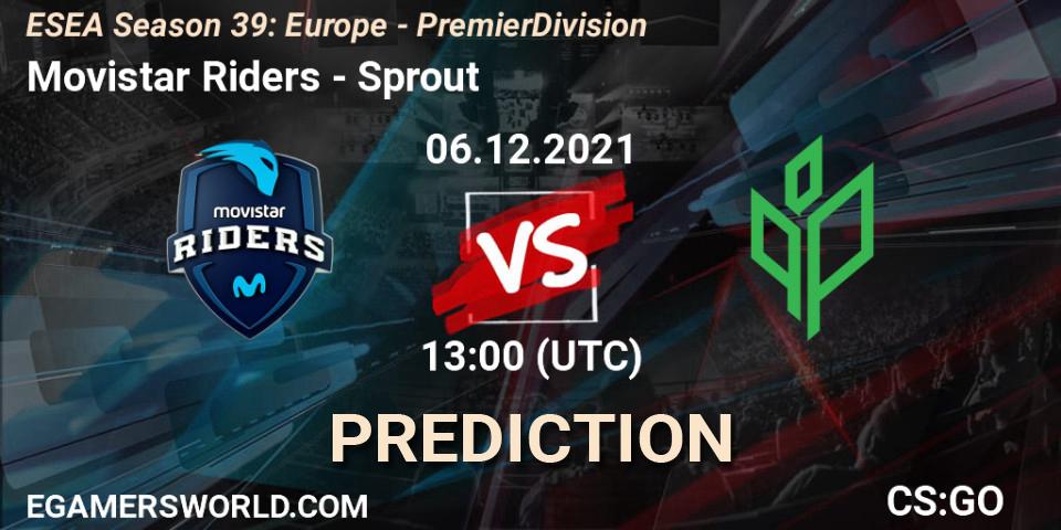 Movistar Riders contre Sprout : prédiction de match. 06.12.2021 at 17:00. Counter-Strike (CS2), ESEA Season 39: Europe - Premier Division