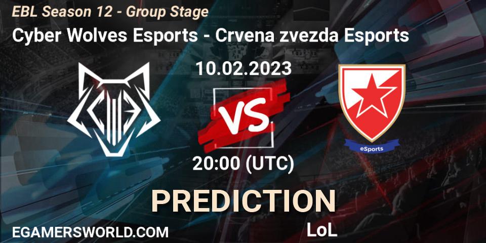 Cyber Wolves Esports contre Crvena zvezda Esports : prédiction de match. 10.02.23. LoL, EBL Season 12 - Group Stage