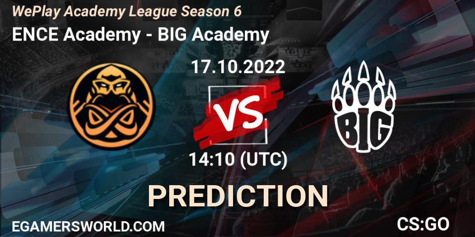 ENCE Academy contre BIG Academy : prédiction de match. 17.10.22. CS2 (CS:GO), WePlay Academy League Season 6