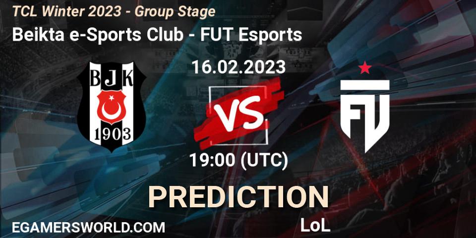 Beşiktaş e-Sports contre FUT Esports : prédiction de match. 02.03.2023 at 19:00. LoL, TCL Winter 2023 - Group Stage