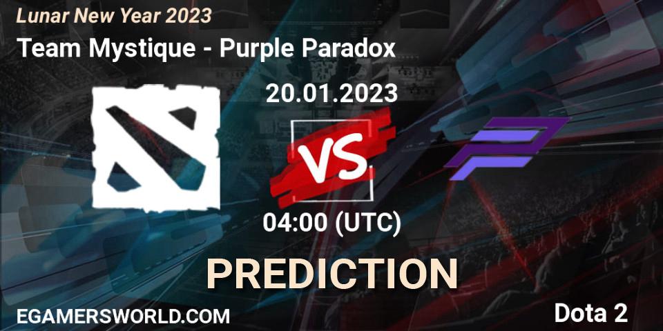 Team Mystique contre Purple Paradox : prédiction de match. 20.01.23. Dota 2, Lunar New Year 2023