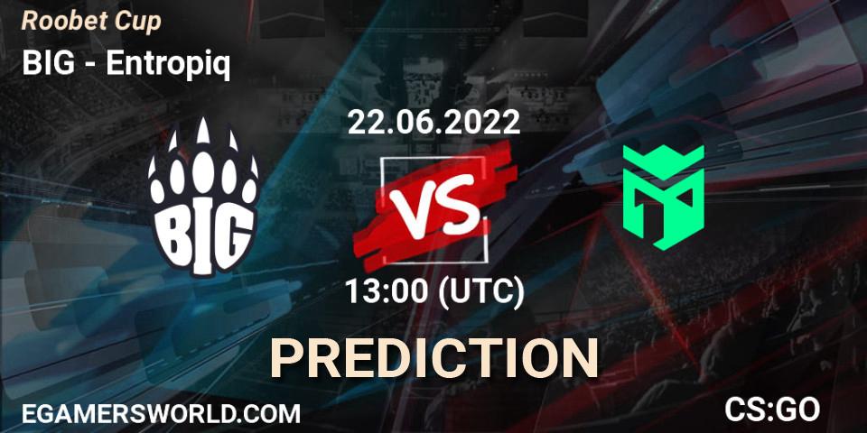 BIG contre Entropiq : prédiction de match. 22.06.2022 at 13:00. Counter-Strike (CS2), Roobet Cup