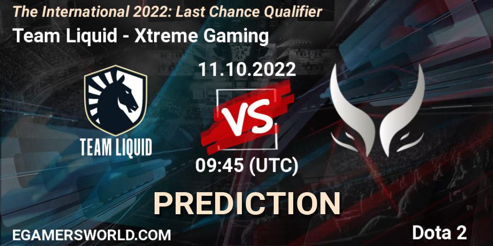 Team Liquid contre Xtreme Gaming : prédiction de match. 11.10.22. Dota 2, The International 2022: Last Chance Qualifier