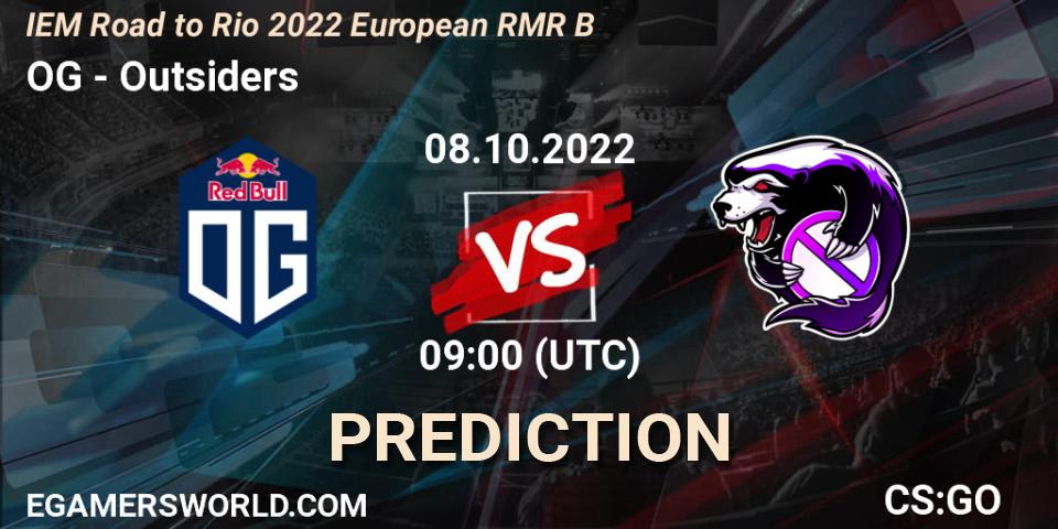 OG contre Outsiders : prédiction de match. 08.10.2022 at 09:00. Counter-Strike (CS2), IEM Road to Rio 2022 European RMR B
