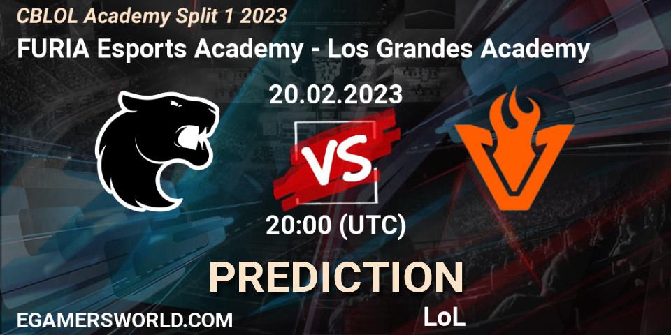 FURIA Esports Academy contre Los Grandes Academy : prédiction de match. 20.02.2023 at 20:00. LoL, CBLOL Academy Split 1 2023