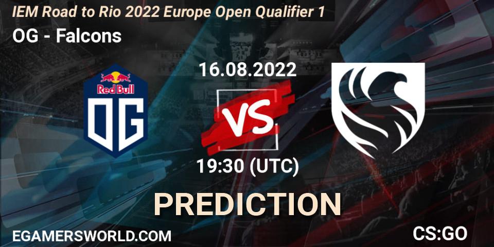 OG contre Falcons : prédiction de match. 16.08.2022 at 19:40. Counter-Strike (CS2), IEM Road to Rio 2022 Europe Open Qualifier 1