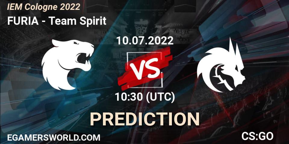 FURIA contre Team Spirit : prédiction de match. 10.07.2022 at 10:30. Counter-Strike (CS2), IEM Cologne 2022