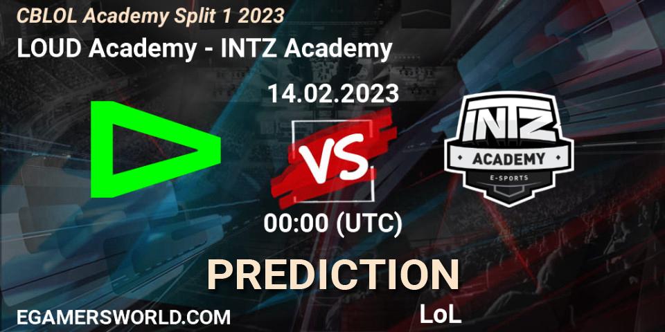 LOUD Academy contre INTZ Academy : prédiction de match. 14.02.2023 at 00:00. LoL, CBLOL Academy Split 1 2023